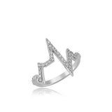 Ring - Sterling Silver Cubic Zirconia Heartbeat Pulse Design
