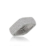Sterling Silver Multi-Row Pave Eternity Ring - Geometric Style