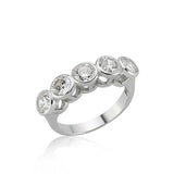Ring - Silver-Tone Bezel Set Five Stone Band