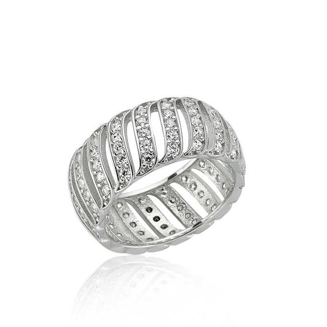 Ring - Sterling Silver Cubic Zirconia Multi-Row Eternity Band