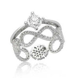 Sterling Silver Layered Infinity Snowflake Solitaire Ring