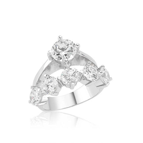 Statement Ring - Sterling Silver Graduated Cubic Zirconia