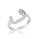 Ring - Sterling Silver Cubic Zirconia Vav Letter Pave Ring