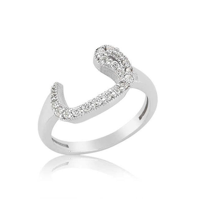 Ring - Sterling Silver Cubic Zirconia Vav Letter Pave Ring