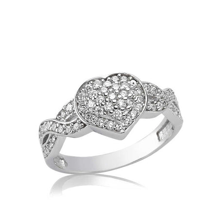 Sterling Silver Ring - Dazzling Pave Heart & Infinity Design