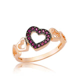 Rose Gold Plated Sterling Silver Heart Ring with Pink Zirconia