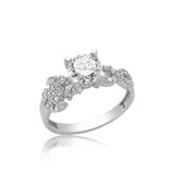 Sterling Silver Solitaire Ring - Sparkling Zirconia Side Stones