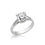 Solitaire Ring - Sterling Silver Brilliant-Cut Zirconia Accents