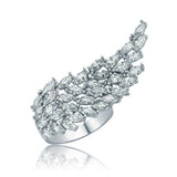 Ring - Sterling Silver Marquise Cluster Angel Wing Statement