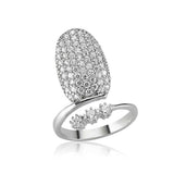 Sterling Silver Pave & Three Stone Statement Nail Ring