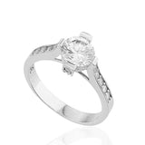 Sterling Silver Solitaire Ring - Sparkling Zirconia Pave Design