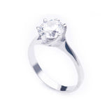 Solitaire Ring - Sterling Silver with Dazzling Clear Stone