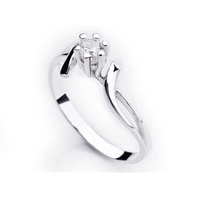 Sterling Silver Solitaire Ring - Elegant Brilliant Cut Gemstone