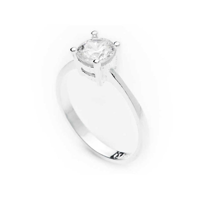 Ring - Sterling Silver Solitaire Clear Stone Elegance