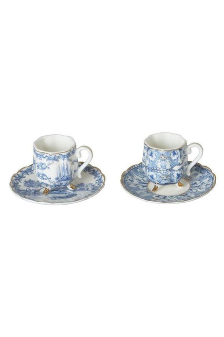 Lucky Art Florance Bone Premium Footed Turkish Coffee Cup Set - 4 - Piece - TryAladdin