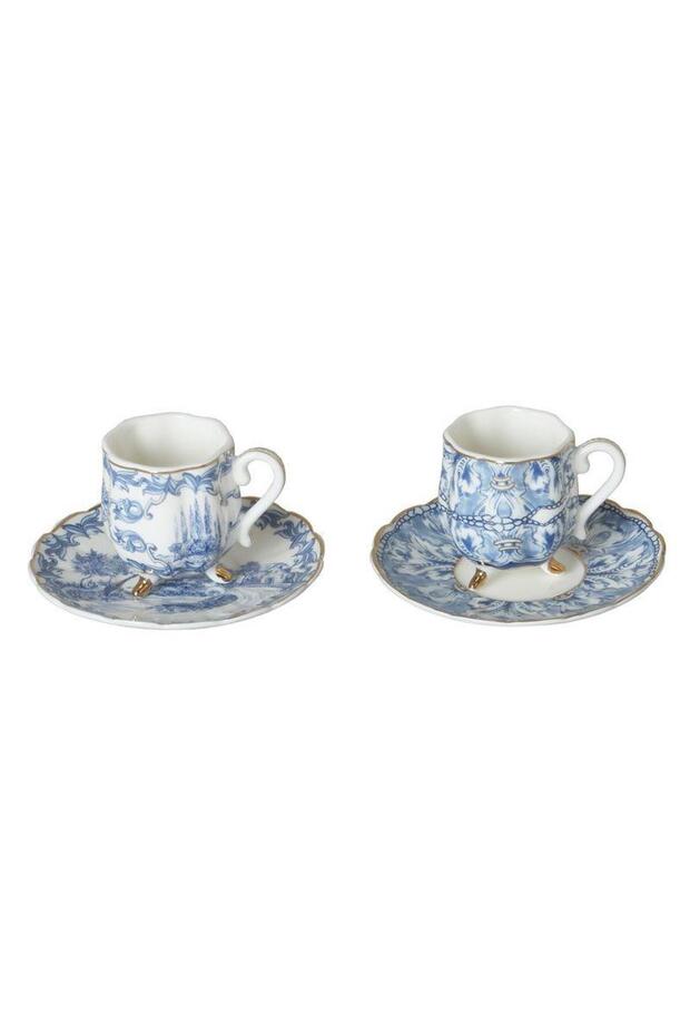 Lucky Art Florance Bone Premium Footed Turkish Coffee Cup Set - 4 - Piece - TryAladdin