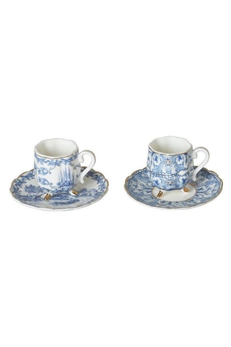 Lucky Art Florance Bone Premium Footed Turkish Coffee Cup Set - 4 - Piece - TryAladdin