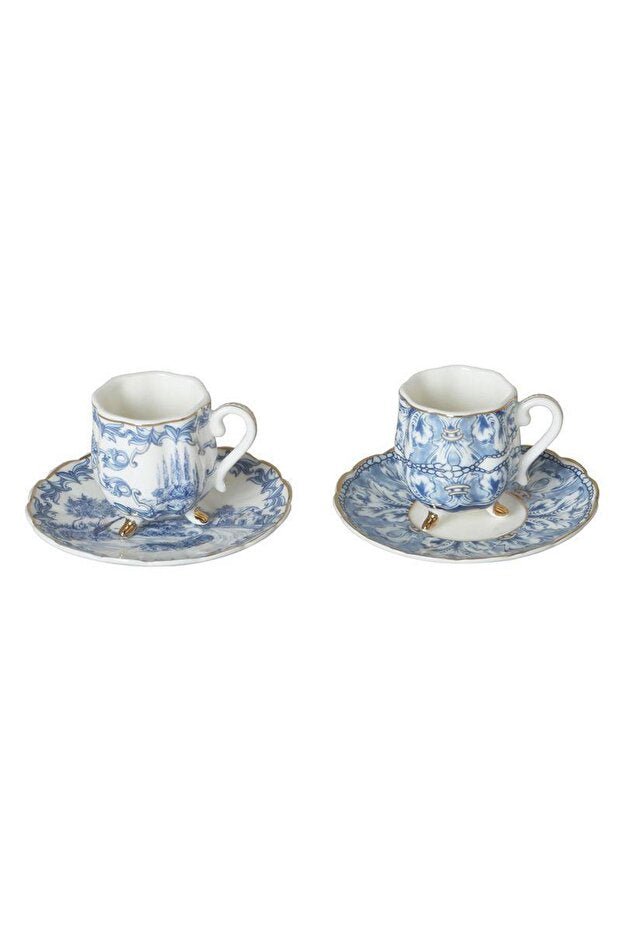 Lucky Art Florance Bone Premium Footed Turkish Coffee Cup Set - 4 - Piece - TryAladdin