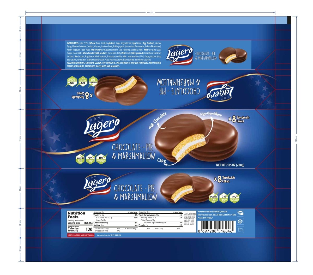 Lugero Premium Chocolate Pie & Marshmallow Cake - Family Pack - 200g - TryAladdin