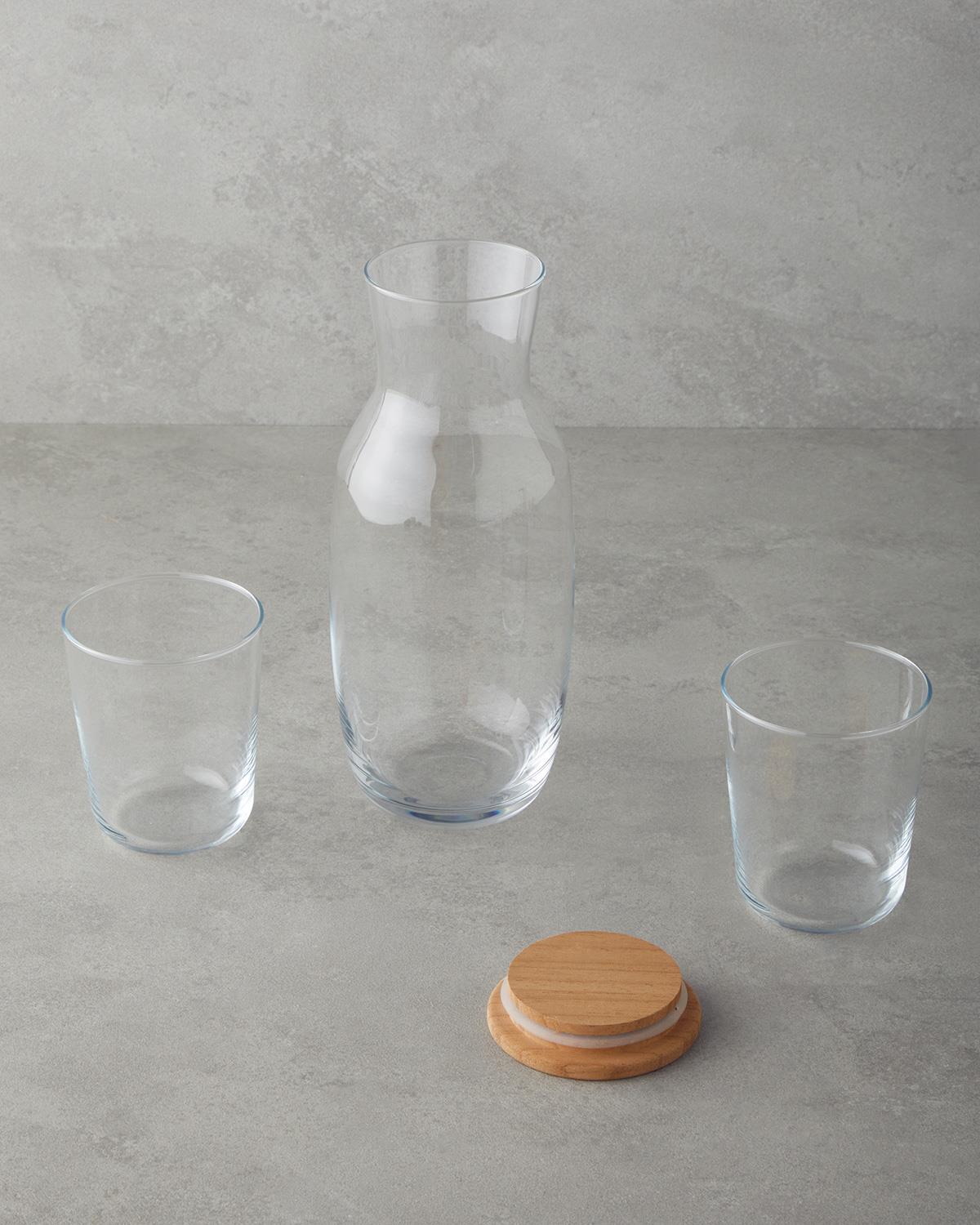 Luminous Glass 3 Piece Water Beverage Set Carafe Tumblers