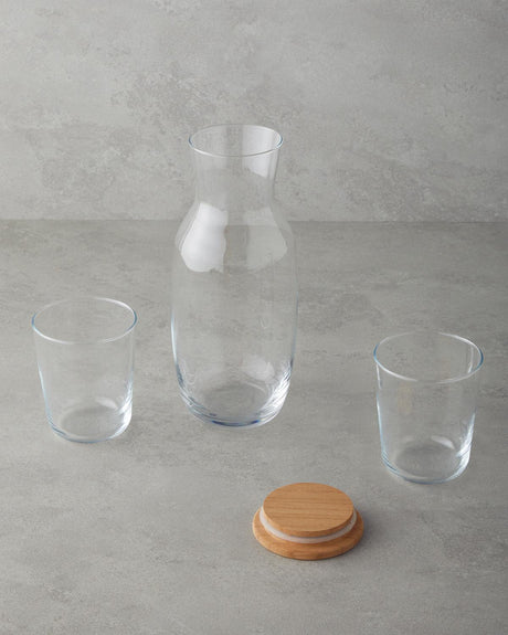 Luminous Glass 3 Piece Water Beverage Set Carafe Tumblers