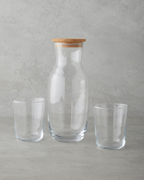 Luminous Glass 3 Piece Water Beverage Set Carafe Tumblers