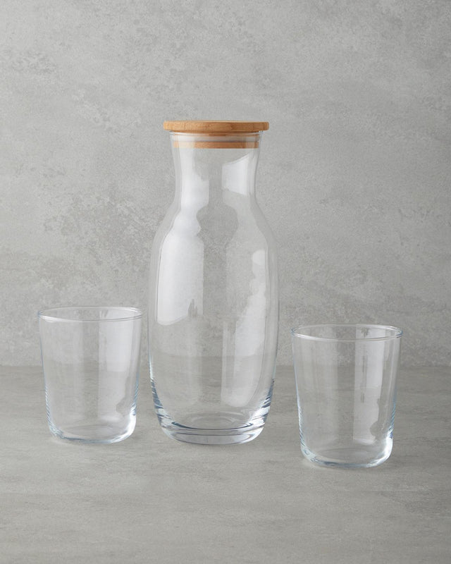 Luminous Glass 3 Piece Water Beverage Set Carafe Tumblers