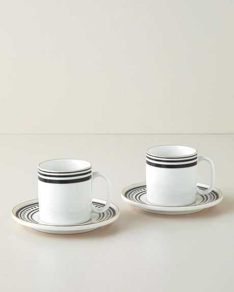 Luxury Bone Porcelain Tea Set   2 Person 4 Piece   Black White Gold Accent