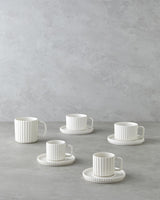 Premium Porcelain Tea Cup Set 4 Piece Elegant White