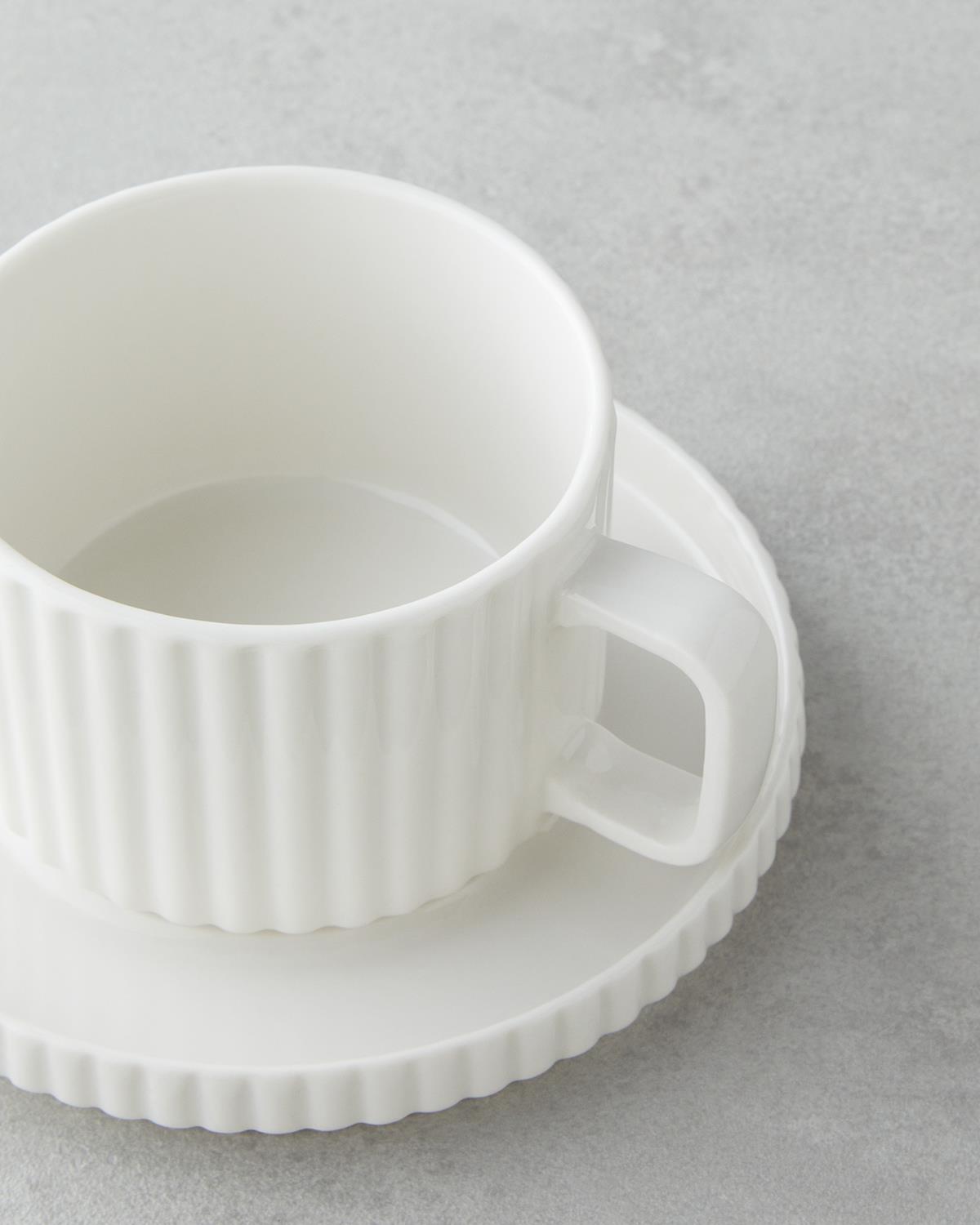 Premium Porcelain Tea Cup Set 4 Piece Elegant White