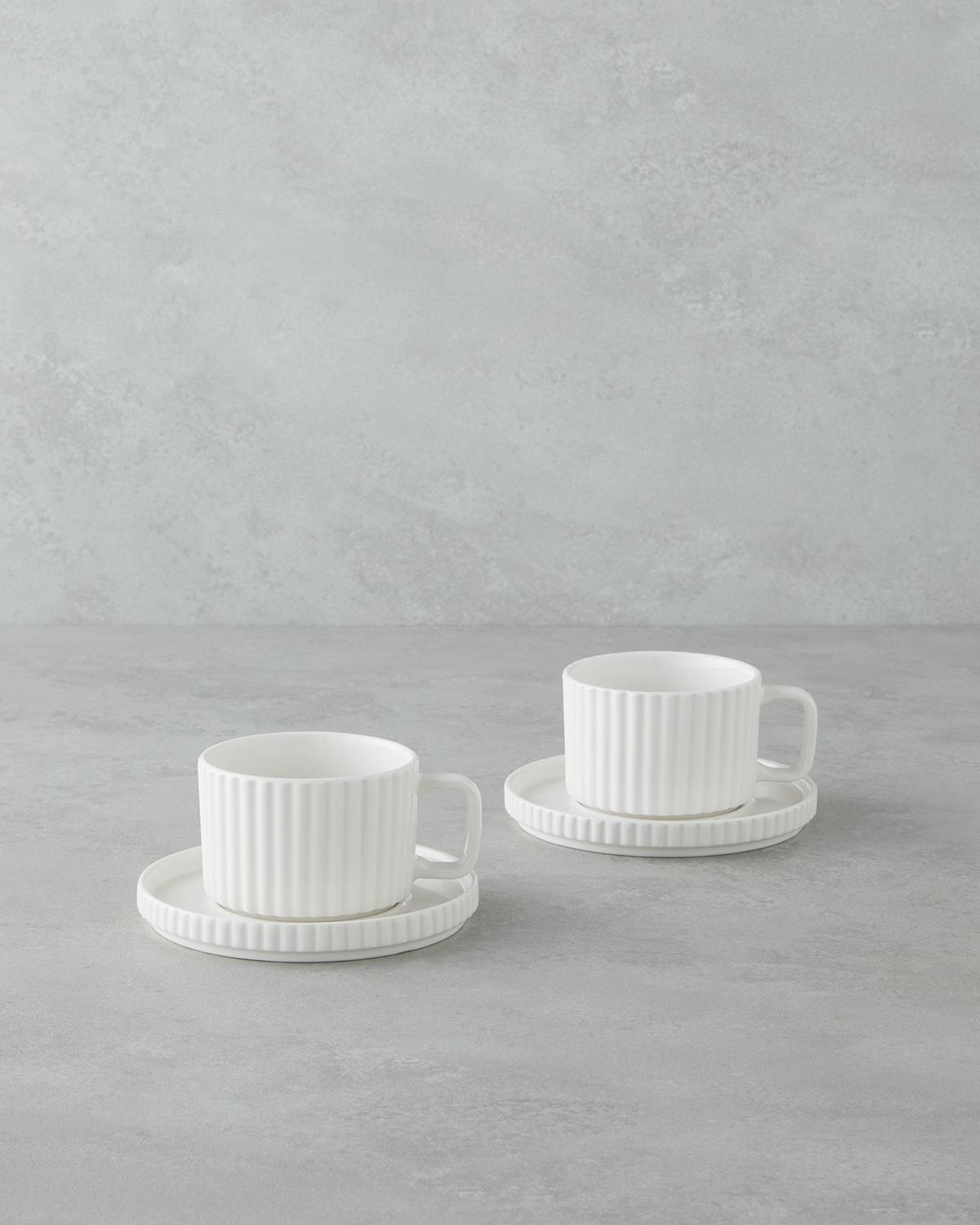 Premium Porcelain Tea Cup Set 4 Piece Elegant White