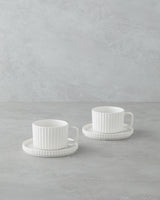 Premium Porcelain Tea Cup Set 4 Piece Elegant White