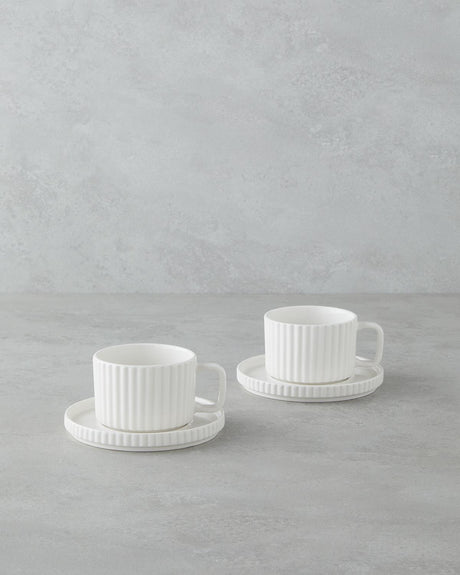 Premium Porcelain Tea Cup Set 4 Piece Elegant White