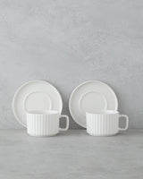 Premium Porcelain Tea Cup Set 4 Piece Elegant White