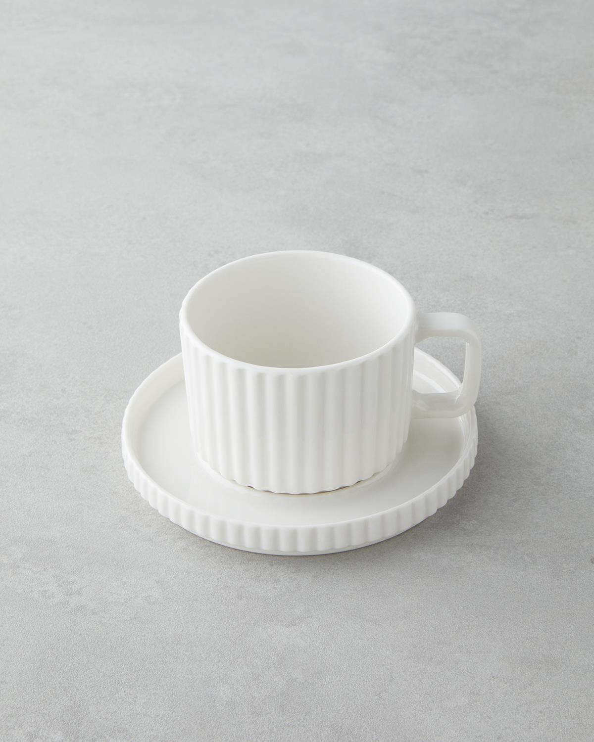 Premium Porcelain Tea Cup Set 4 Piece Elegant White