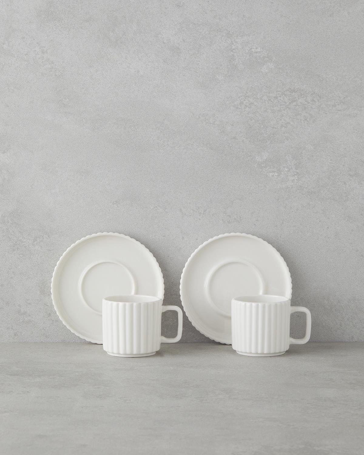 Professional Porcelain Turkish Coffee Cup Set White 4 Piece 90ml