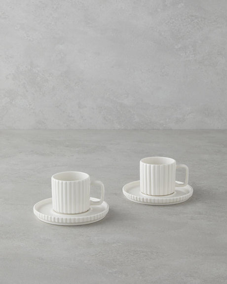 Professional Porcelain Turkish Coffee Cup Set White 4 Piece 90ml