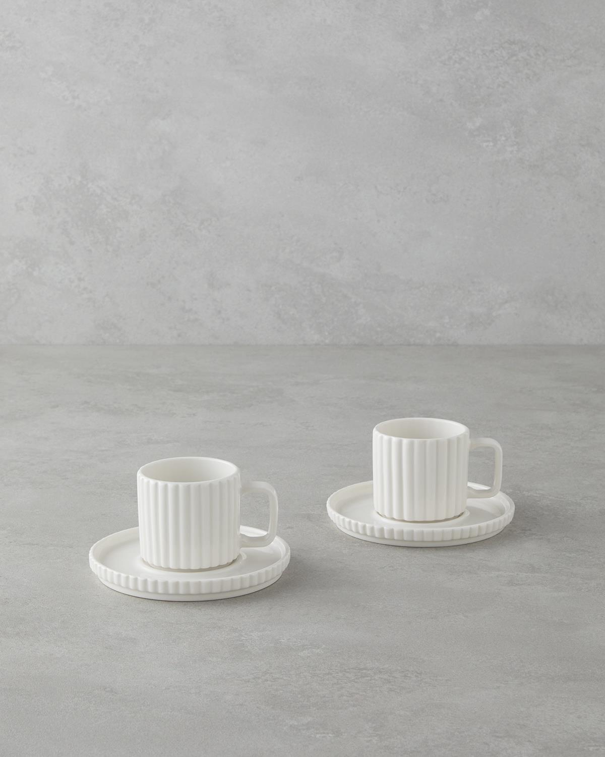 Professional Porcelain Turkish Coffee Cup Set White 4 Piece 90ml