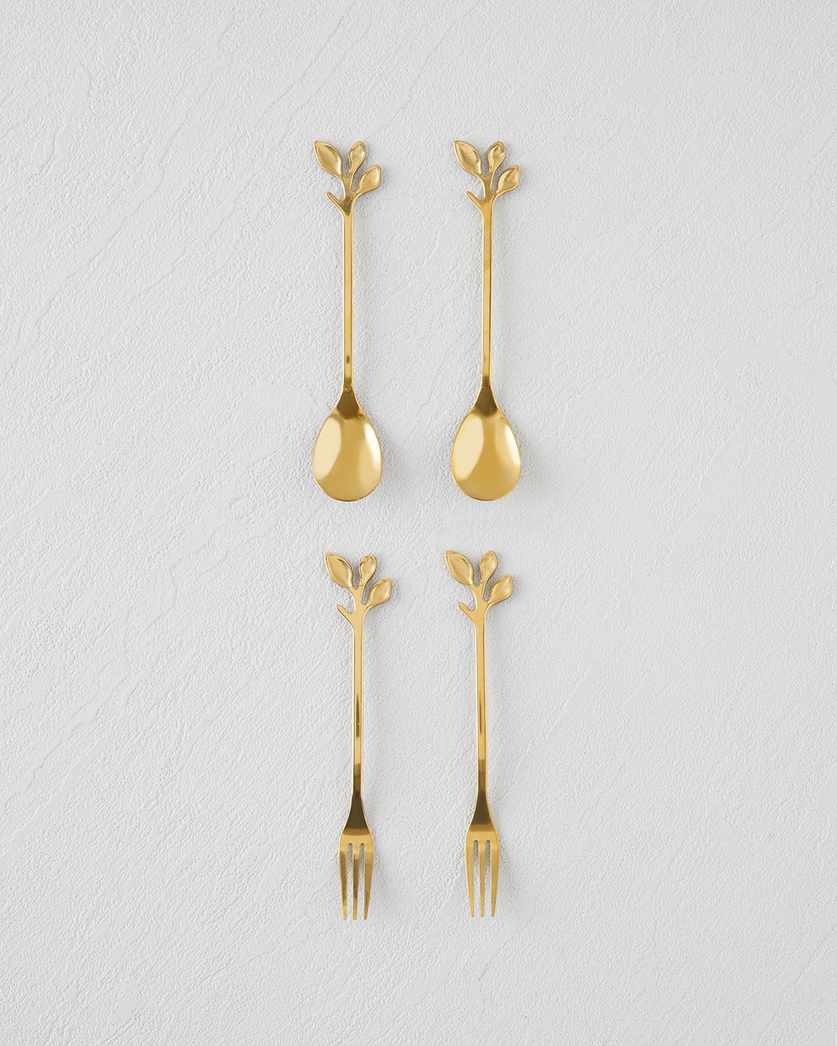 Lush Elegance Professional Gold Stainless Steel Flatware Set - 4 Piece