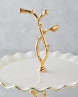 Premium Lustre Glass Two Tier Serving Stand   Cream Gold