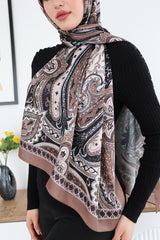 Lux Ethnic Pattern Satin Embroidered Shawl - TryAladdin