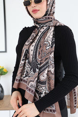 Lux Ethnic Pattern Satin Embroidered Shawl - TryAladdin