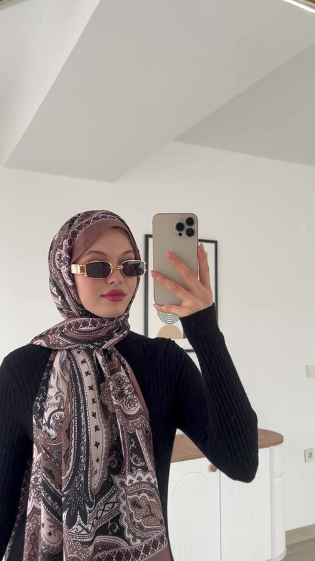 Lux Ethnic Pattern Satin Embroidered Shawl - TryAladdin