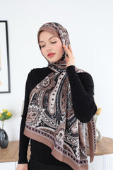 Lux Ethnic Pattern Satin Embroidered Shawl - TryAladdin