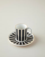 Professional Grade Luxury Bone Porcelain Coffee Cup Set   4 Piece 90ml Black White Gold