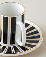 Professional Grade Luxury Bone Porcelain Coffee Cup Set   4 Piece 90ml Black White Gold