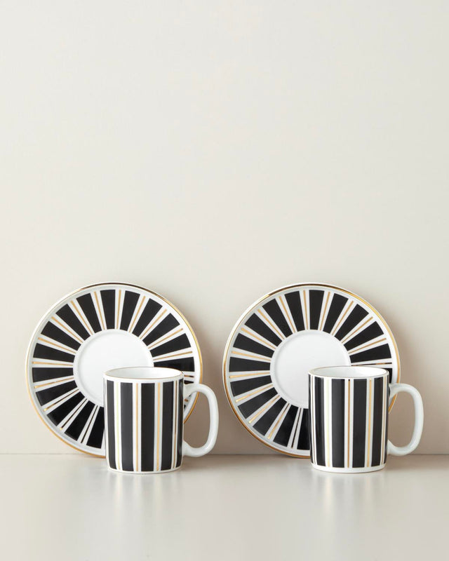Professional Grade Luxury Bone Porcelain Coffee Cup Set   4 Piece 90ml Black White Gold
