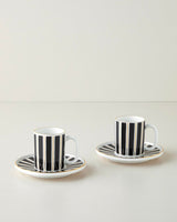 Professional Grade Luxury Bone Porcelain Coffee Cup Set   4 Piece 90ml Black White Gold