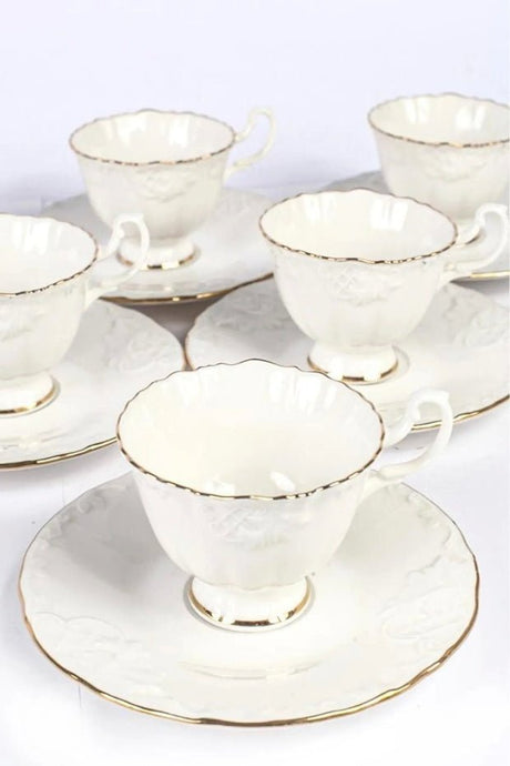 Luxury Gold Gilded Porcelain Turkish Coffee Cup Set - 6 Piece - TryAladdin