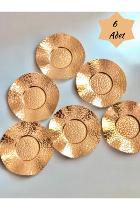 Luxury Gold Plated Metal Tea Coaster Set - 6 - Piece - TryAladdin